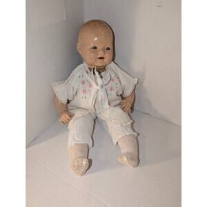 Vintage 1920's 17" Composition Horsman HIE Doll Tin Eyes Dimples